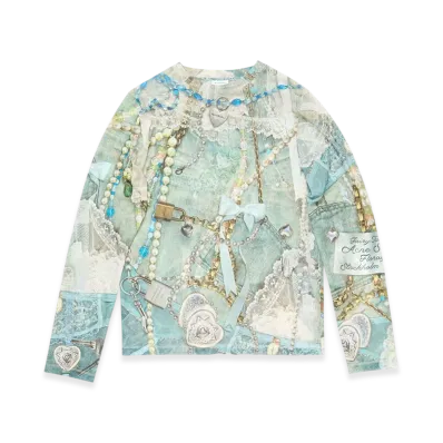 Acne Studios Long Sleeve Printed T-Shirt "Blue Multi"
