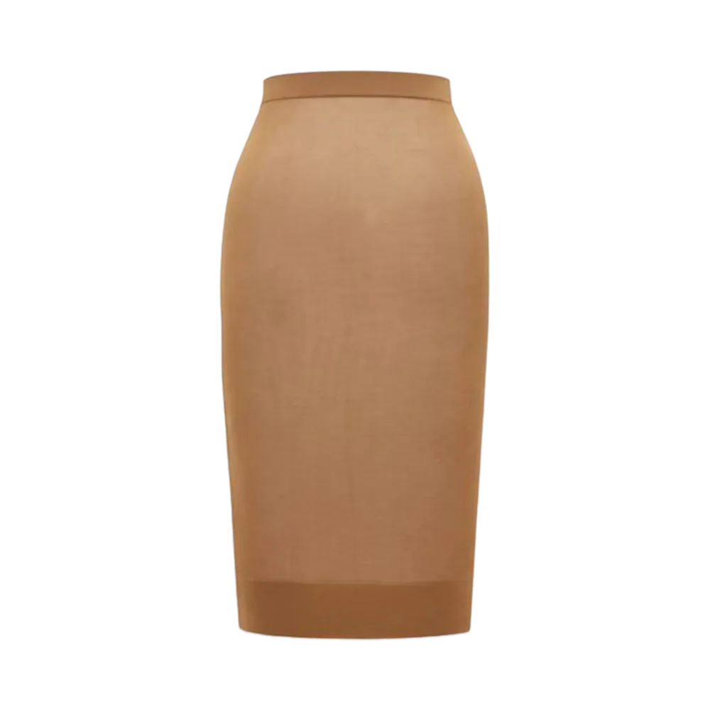 Saint Laurent Women's Pencil Skirt in Knit "Dark Beige"