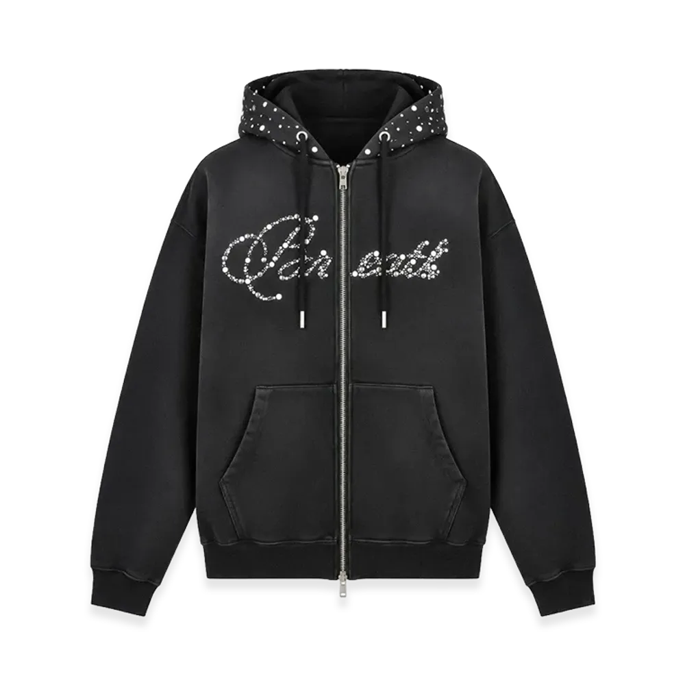 BREATH Rhinestone Zip Hoodie "Black"