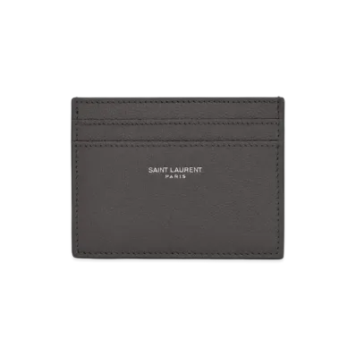 SAINT LAURENT Saint Laurent Paris Credit Card Case In Grain De Poudre-Embossed Leather "Storm"