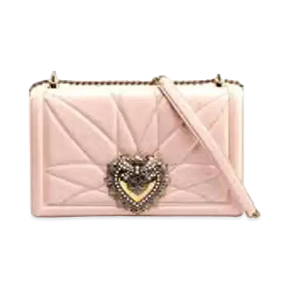 Dolce&Gabbana Devotion Bag Big Size Matrasse Nappa Leather "Pale Pink"