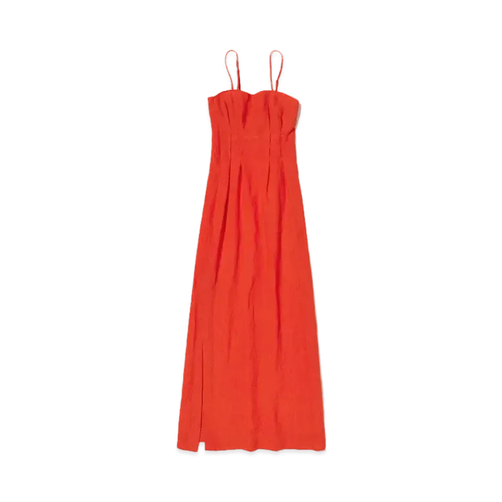 AURALEE Linen Silk Tweed Dress "Red"