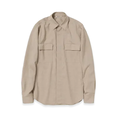 AURALEE Women's Summer Twist Cashmere Pora Shirt "Top Brown Beige"