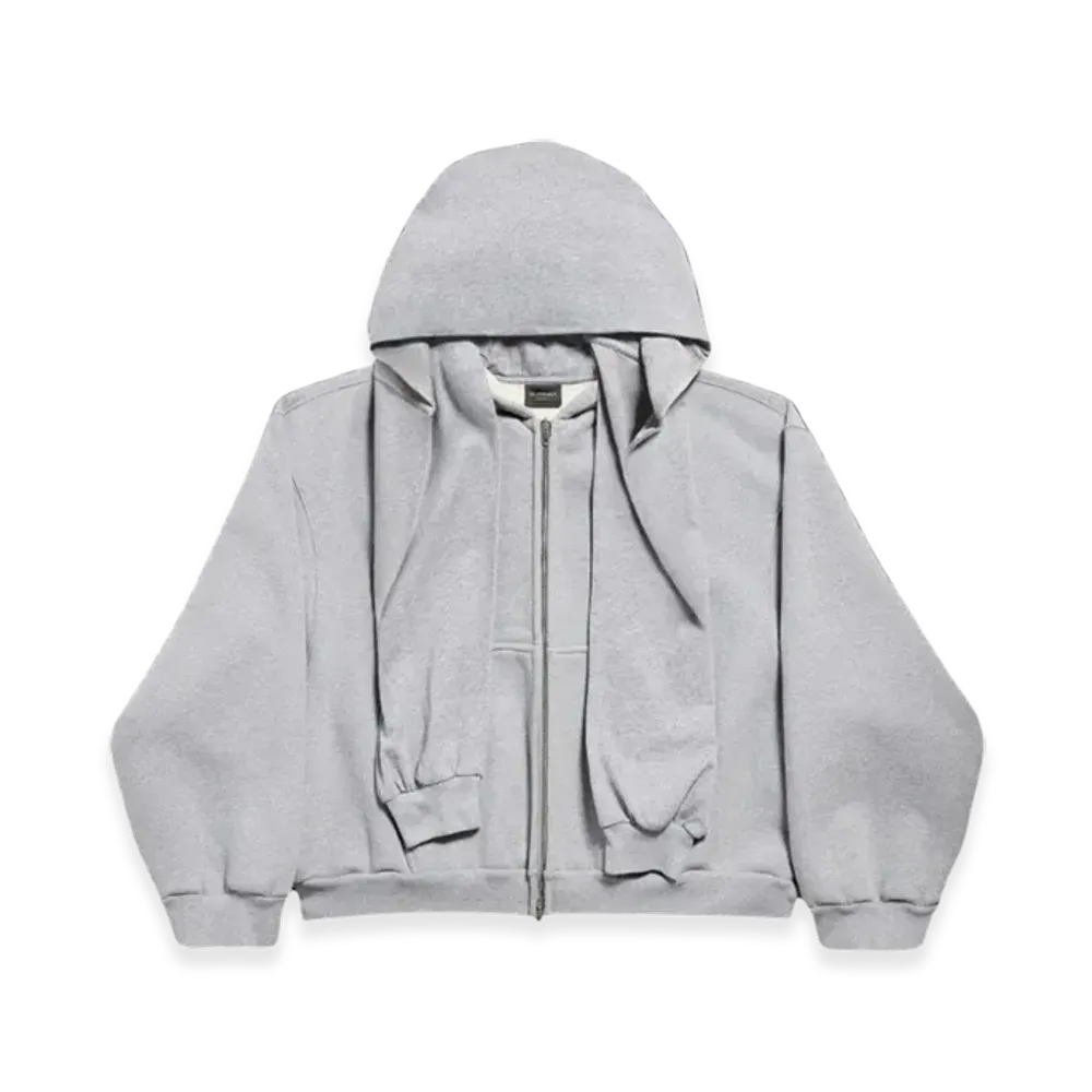 BALENCIAGA Incognito Boxy Large Fit Zip-Up Hoodie "Grey Silver"