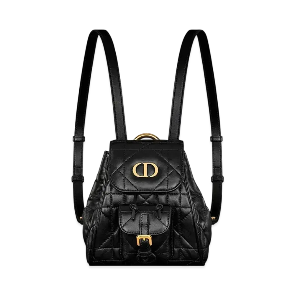 Dior Caro Nano Backpack Macrocannage Lambskin "Black"