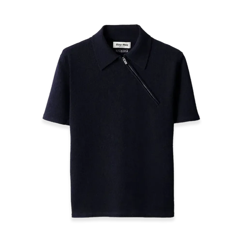 MIU MIU Women's Cashmere Polo Shirt "Midnight Blue"