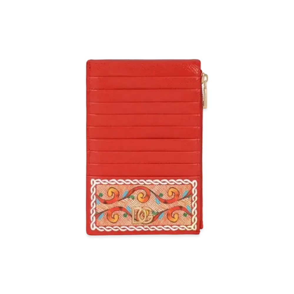 Dolce&Gabbana Vertical Credit Card Holder Large Dauphine Calfskin Calette Print "Multicolor"