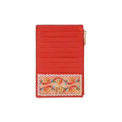 Dolce&Gabbana Vertical Credit Card Holder Large Dauphine Calfskin Calette Print "Multicolor"
