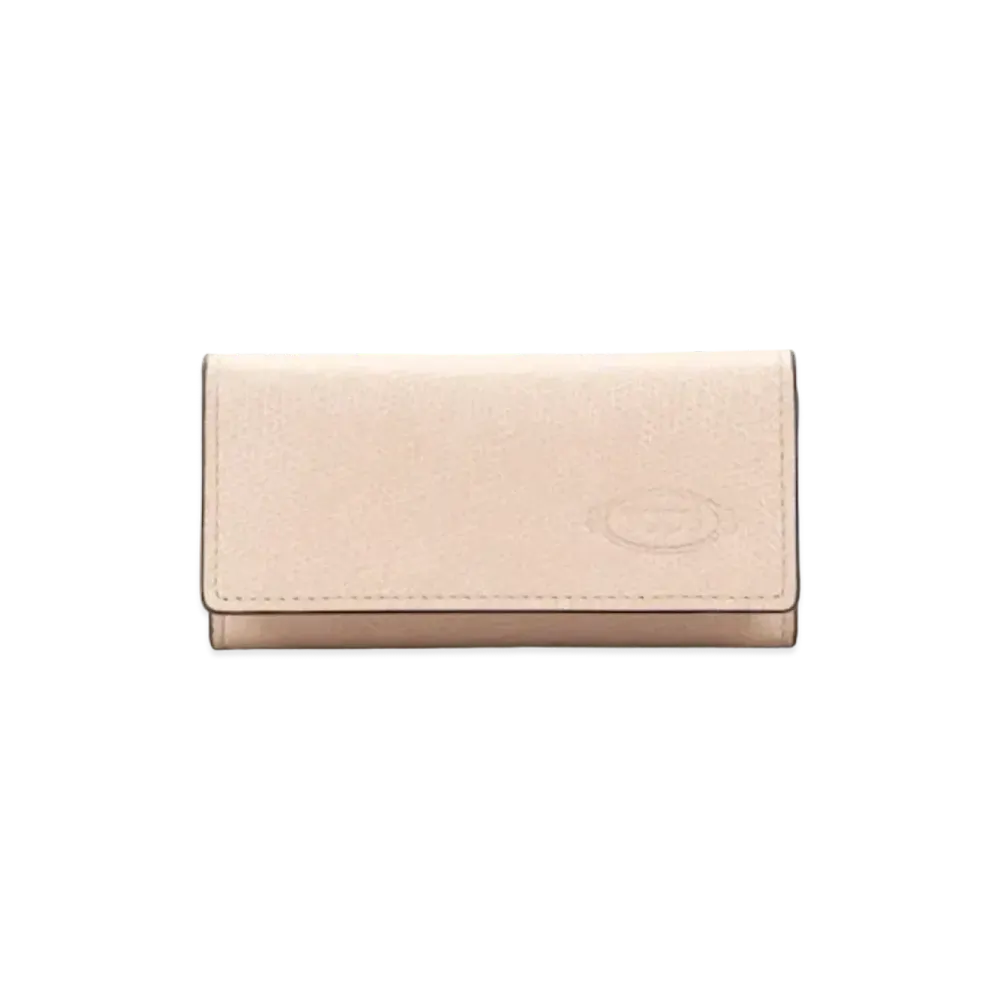 TOD'S Leather Key Holder "Beige/Pink"