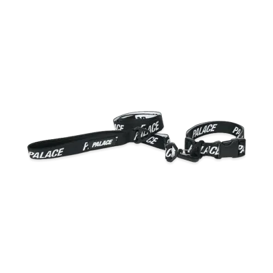 PALACE Jacquarded Dog Collar And Lead "Black"