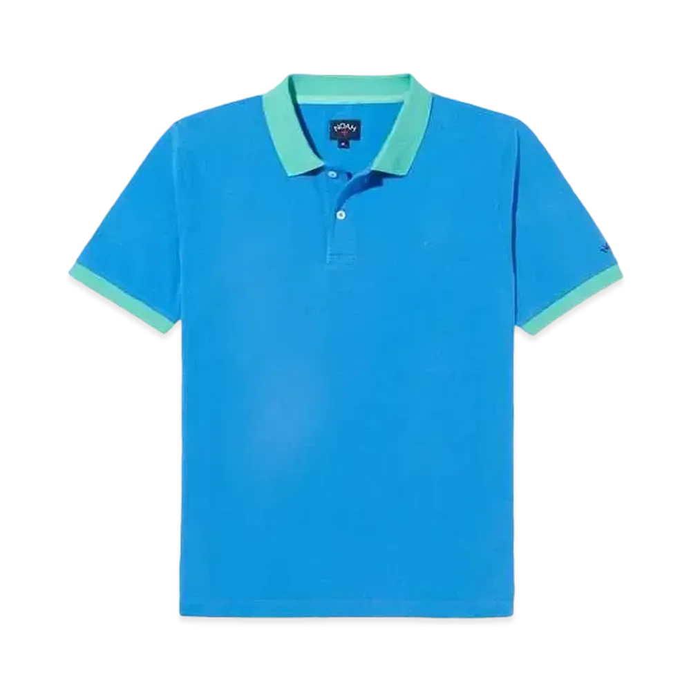 Noah Contrast Collar Pique Polo "Blue"