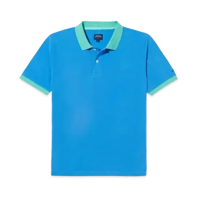 Noah Contrast Collar Pique Polo "Blue"