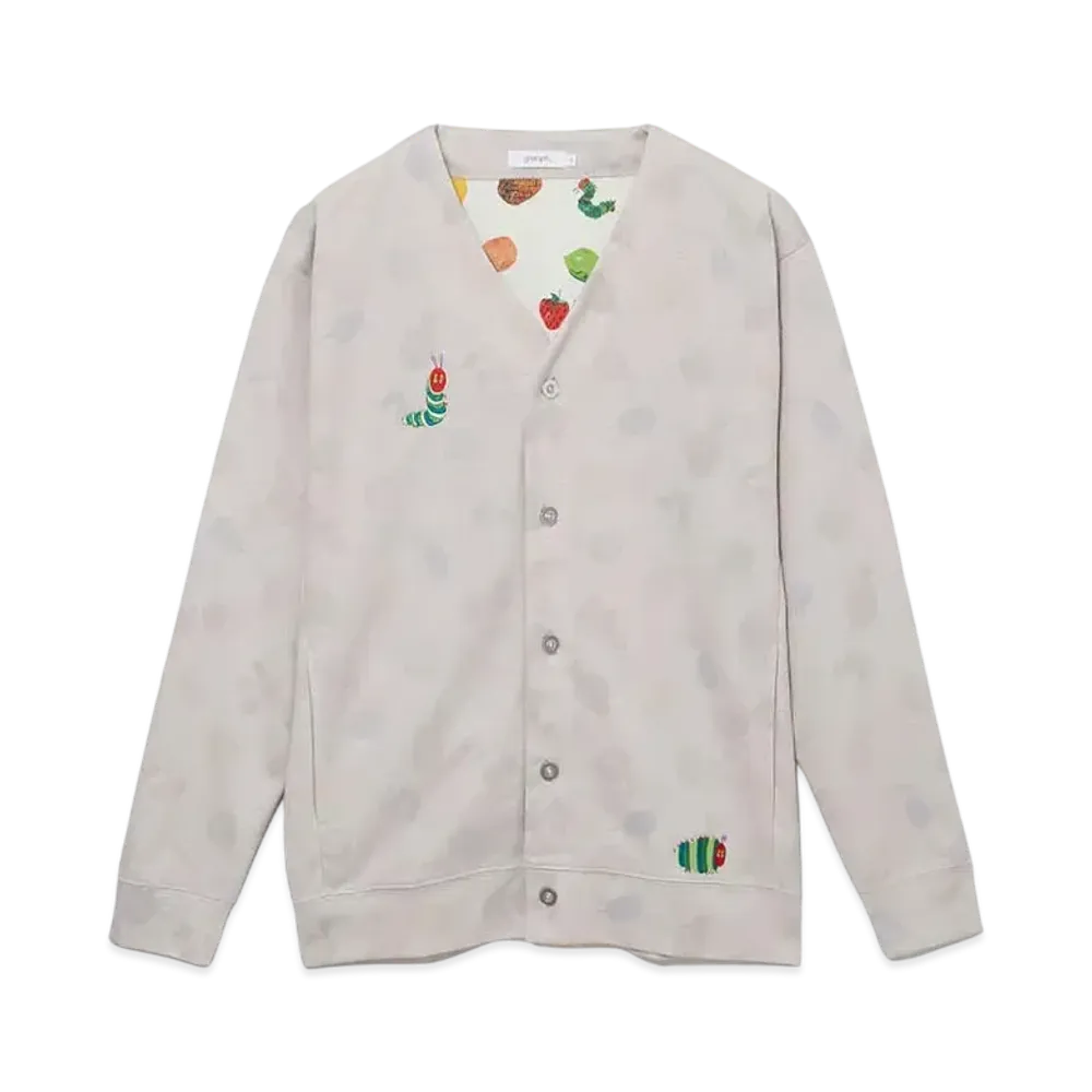 graniph x Eric Carle Very Hungry Caterpillar Double Faced Cardigan "Light Grey"