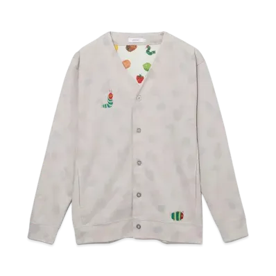 graniph x Eric Carle Very Hungry Caterpillar Double Faced Cardigan "Light Grey"