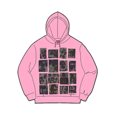 Supreme Collage Grid Hooded Sweatshirt "Pink"