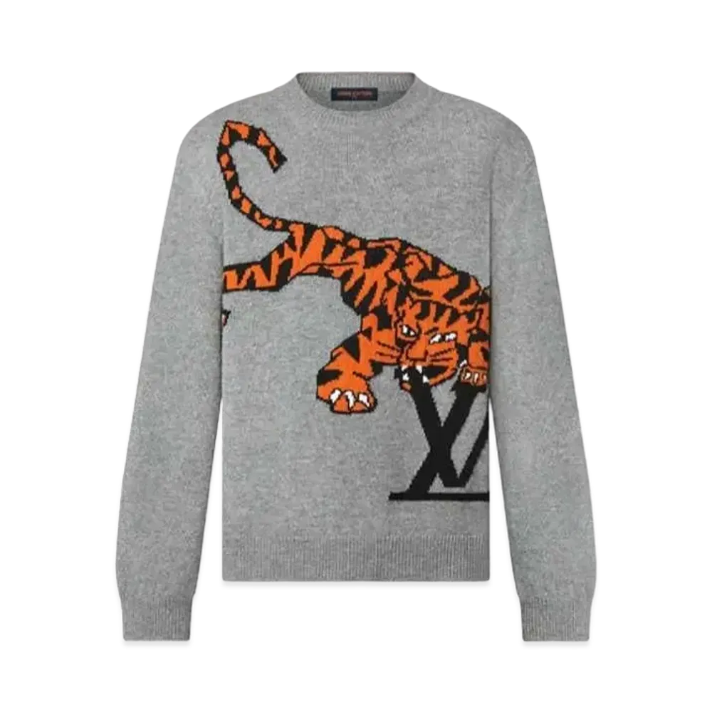 Louis Vuitton Tiger Intarsia Pullover "Gray"