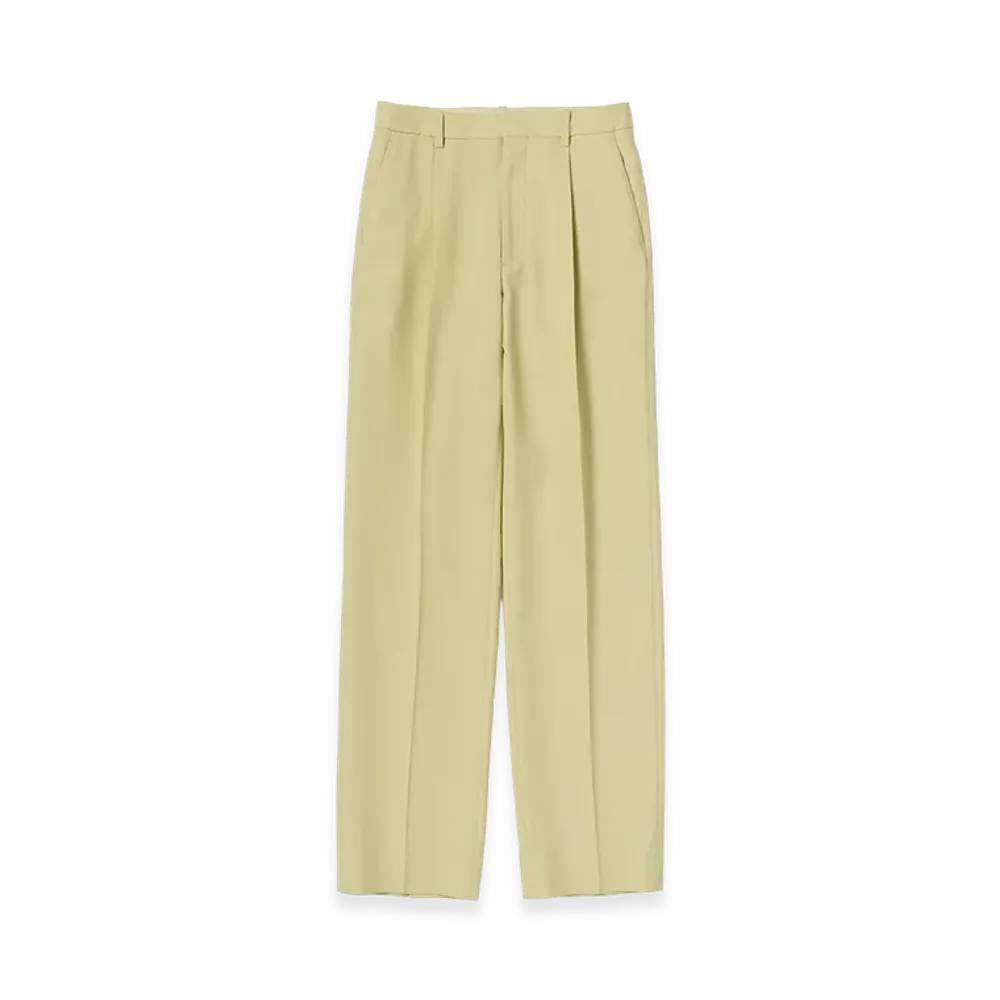 AURALEE Women's Tense Wool Double Cloth Slacks "Lime Beige"