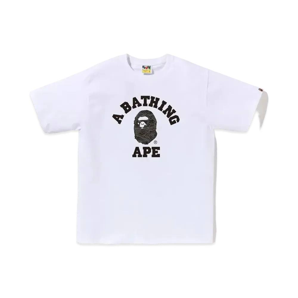 A BATHING APE Layered Line Camo College Tee "White/Black"