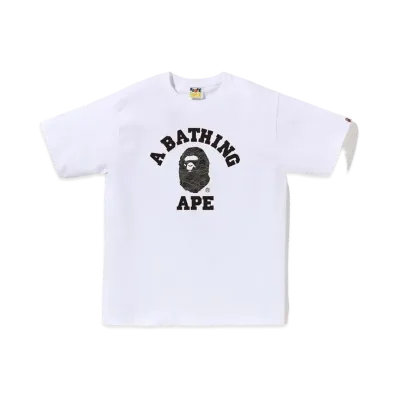 A BATHING APE Layered Line Camo College Tee "White/Black"