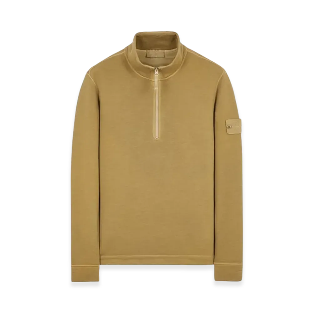 Stone Island 631F3 Ghost Piece Cotton Wool Fleece Half-Zip Sweatshirt - 23FW "Dark Beige"