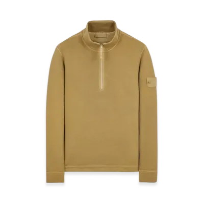 Stone Island 631F3 Ghost Piece Cotton Wool Fleece Half-Zip Sweatshirt - 23FW "Dark Beige"
