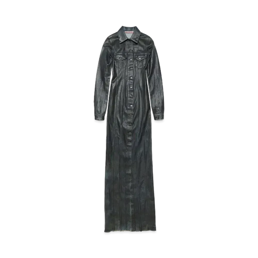 Acne Studios Coated Denim Dress "Black/Mid Blue"