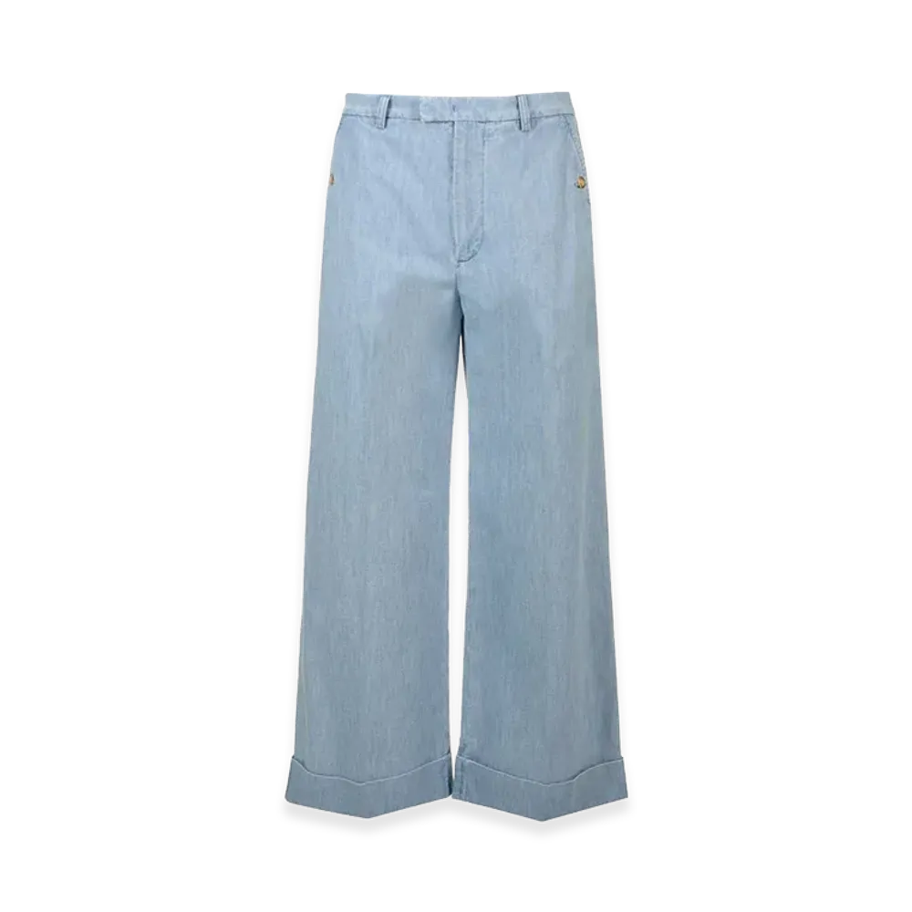 Valentino Denim Trousers With Cuffs "Blue"