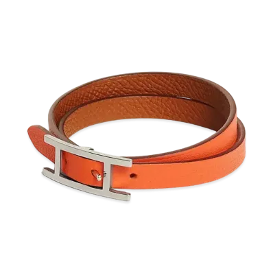 Hermes Behapi Double Tour Bracelet "Orange/Gold/Palladium"