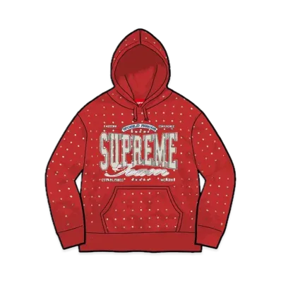 Supreme Rhinestone Hooded Sweatshirt "Burnt Red"