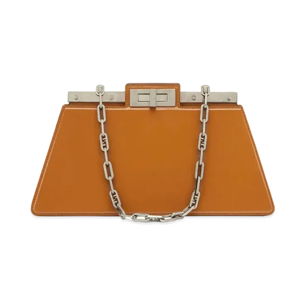 FENDI Peekaboo Cut Medium Leather Bag "Brown"