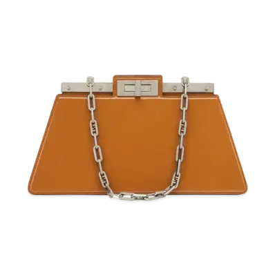 FENDI Peekaboo Cut Medium Leather Bag "Brown"
