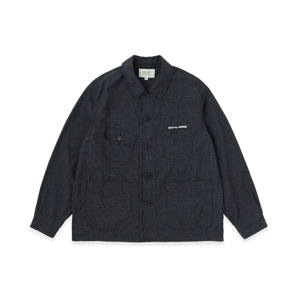 SEDAN ALL-PURPOSE Graph Plaid Nylon Work Jacket "Black"