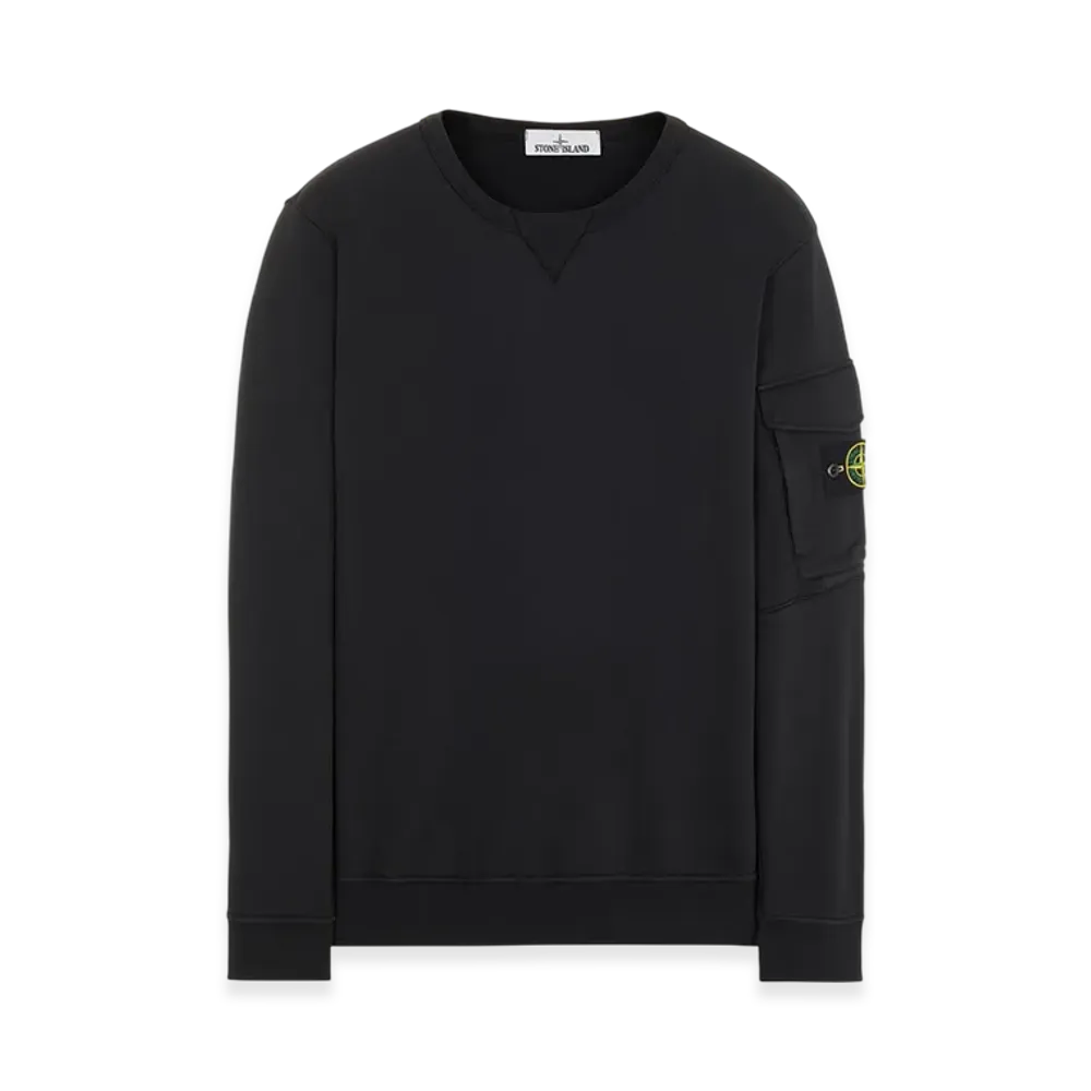 Stone Island 61151 Cotton Fleece Garment Dyed Crewneck Sweatshirt - 22SS "Black"