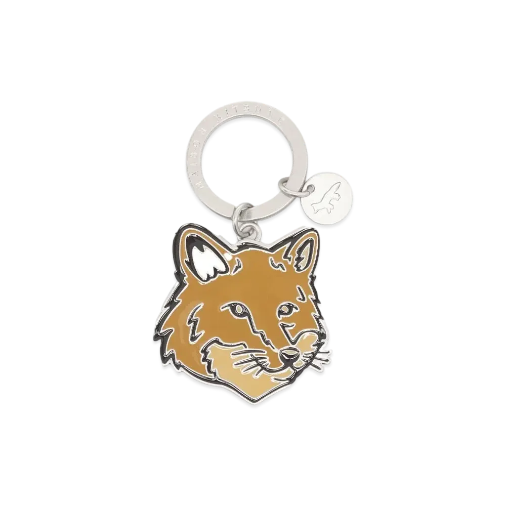 Maison Kitsune Bold Fox Head Keyring "Chino Beige"