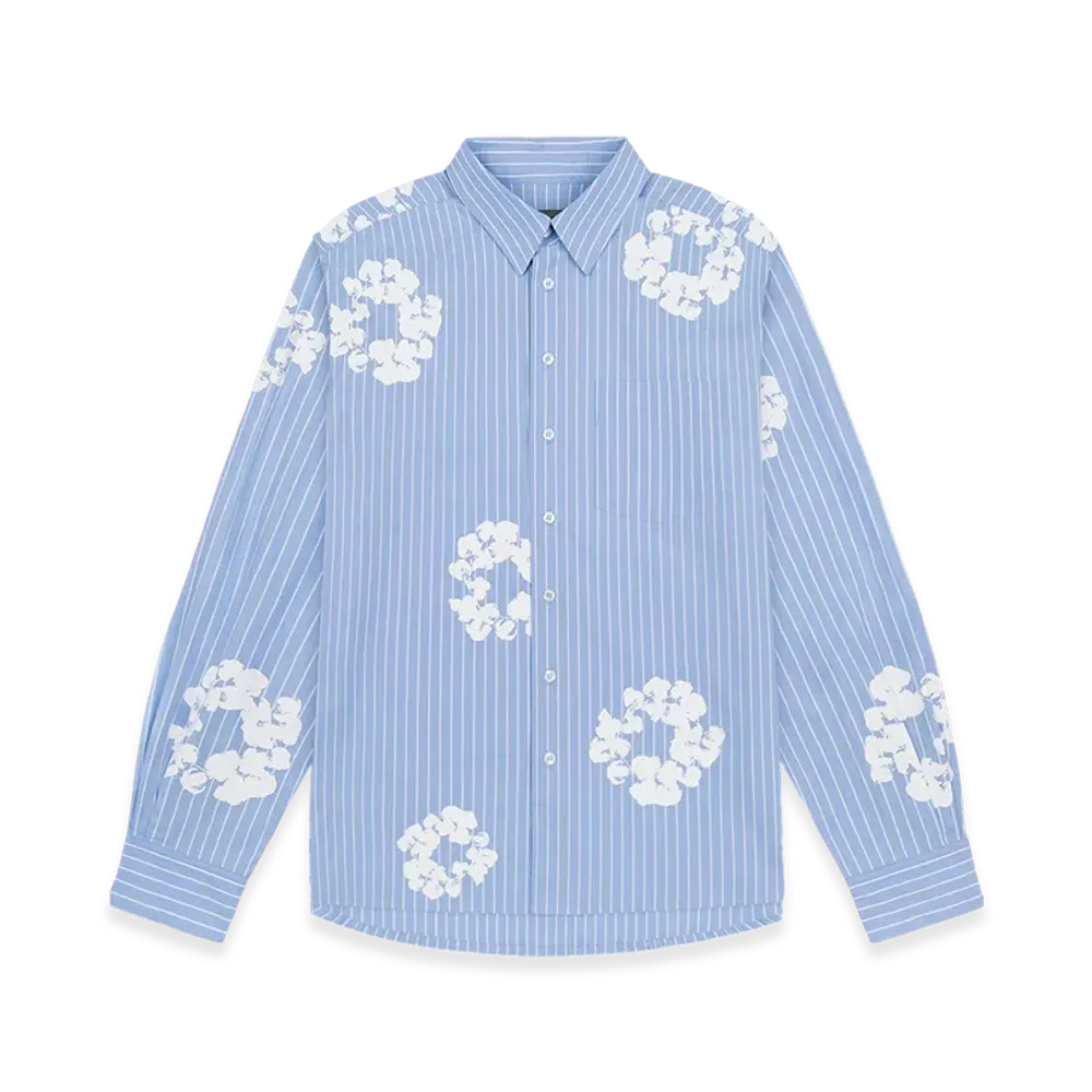 DENIM TEARS Cotton Wreath Oxford Shirt "Blue"