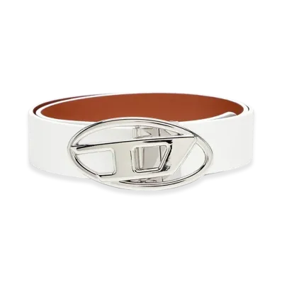 Diesel B-1Dr W Rev Ii 30 3Cm Reversible Leather Belt With Oval D Buckle "White"