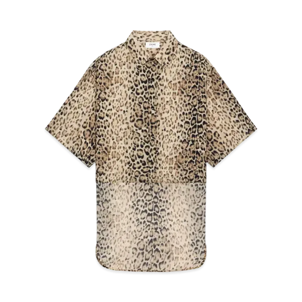 CELINE Tailcoat Shirt In Crepe De Chine "Leopard"