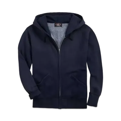 RRL Ralph Lauren Fleece Hull Zip Hoodie "Navy"