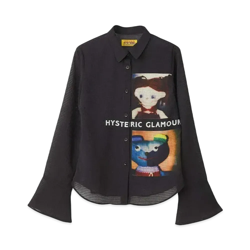 HYSTERIC GLAMOUR Hysteric Doll&Rainbow Bear Frill Cuff Blouse "Black"