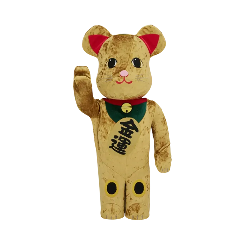 MEDICOM TOY "BEARBRICK" Lucky Cat Gold Wealth Luck Costume 1000%