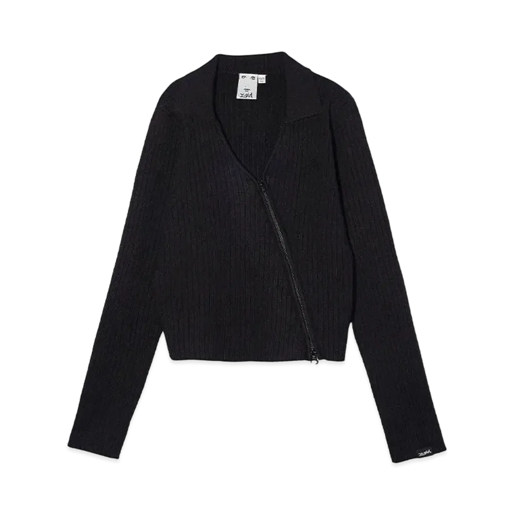 X-Girl Zip Up Rib Knit Top "Black"