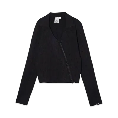 X-Girl Zip Up Rib Knit Top "Black"