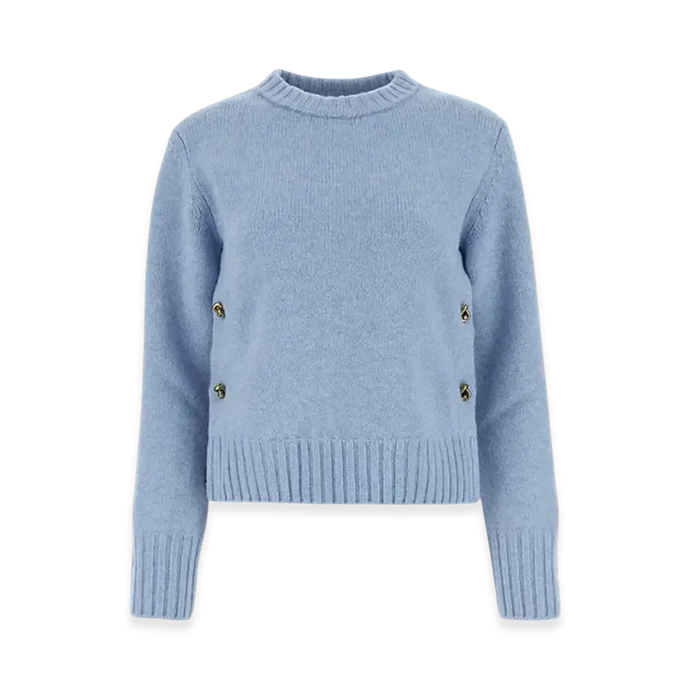Bottega Veneta Women's Knot Buttons Wool Sweater "Surf"