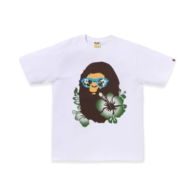 A BATHING APE ABC Resort Camo Ape Head Tee "White"