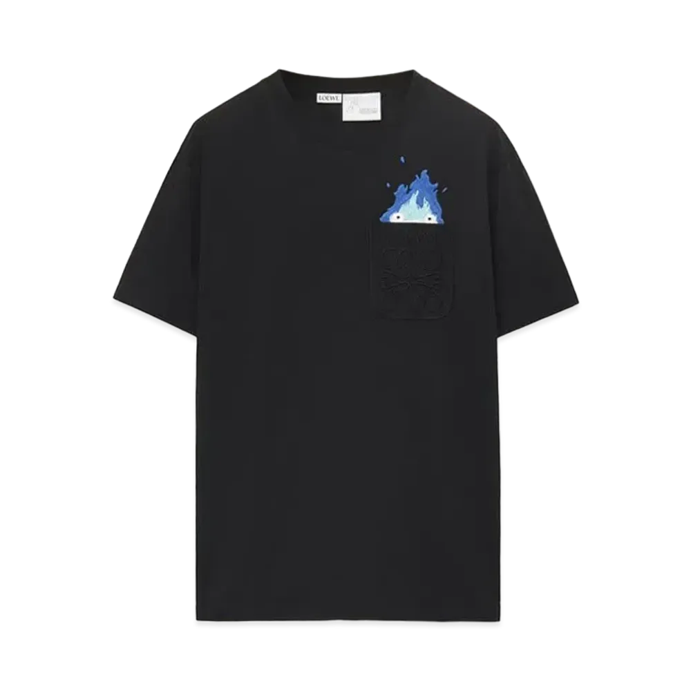 LOEWE x Howl's Moving Castle Calcifer Pocket T-shirt In Cotton "Black"