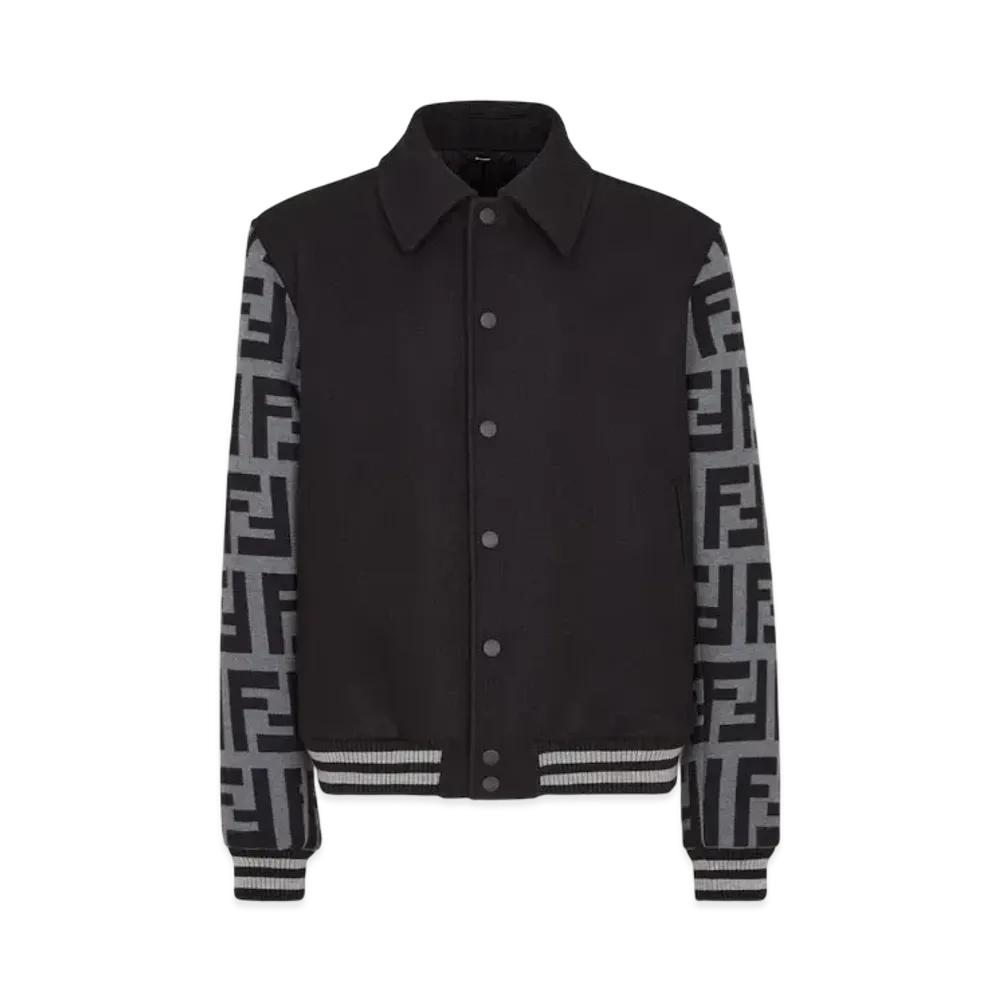 FENDI Men's Blouson Wool Bomber Jacket "Black"