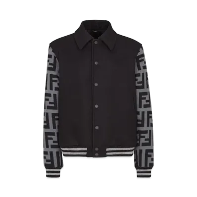 FENDI Men's Blouson Wool Bomber Jacket "Black"