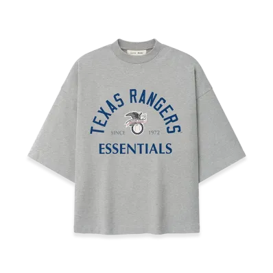 FEAR OF GOD ESSENTIALS Rangers American League Merch Tee "Concrete Heather"