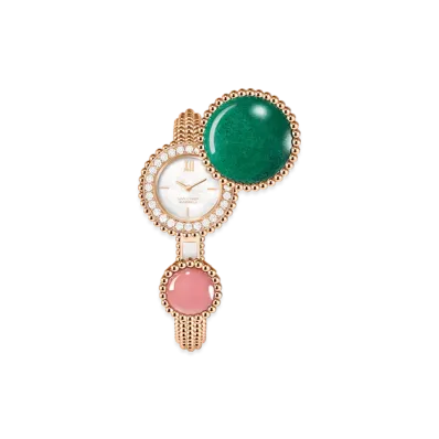 Van Cleef & Arpels Perlee Toi & Moi secret watch medium model "18K Rose gold/Quartz/Jasper/Diamond/Mother-of-pearl"