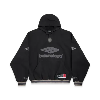 BALENCIAGA 3B Football Polo Hoodie "Black/Charcoal"